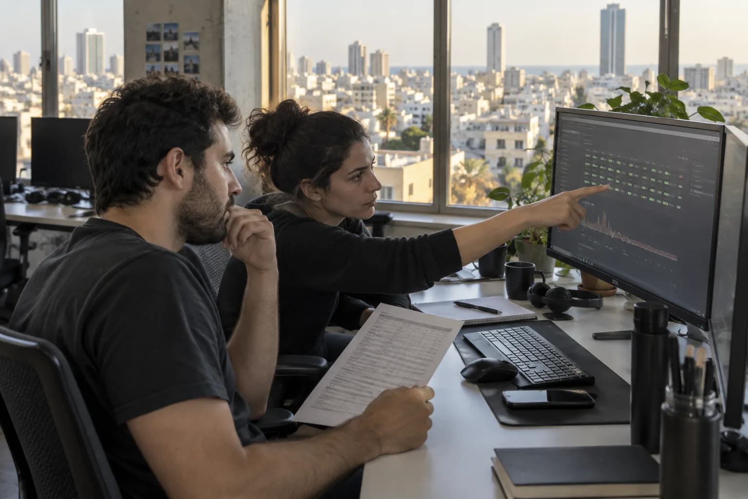 מפתחים במשרד תוכנה בתל אביב בוחנים תקלה ברצף בקשות API לצד מסמך לבדיקת חיובים
